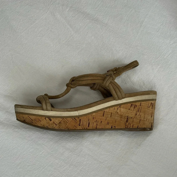 PRADA cork wedge tan suede sandals good condition designer platform size 5 - Picture 5 of 13